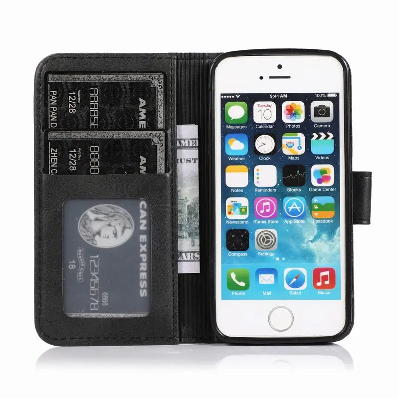 Чехол для iphone 5s Бумажник слот для карт чехол для Apple iphone 5 SE кожаные сумки чехол-книжка Coque 5 s