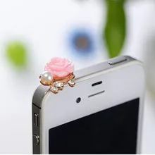 ks kawaii цветок жемчуг горный хрусталь Анти пылезащитный Разъем для сотового телефона kpop милый аниме колпачок для наушников