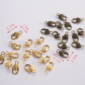 

30pcs/lot 27mm Gold Bronze Plated Lobster Clasp Bag Hook Buckle Heart For Make Keychain Necklace Jewelry Diy Decorative Findings