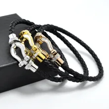 

NANBO brand New Male Bracelets bangles Magnet Buckle Cable Wire Bracelet Men Women U Shape Leather French Bracelets Gifts