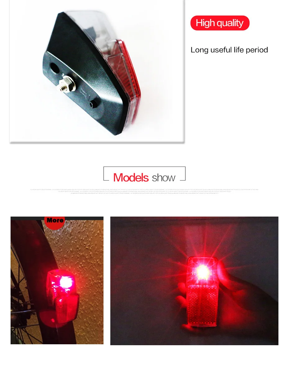 Top Good Leds Battery Fender Bike Light Mount on the Mudguard Red Plastic Safe Warning Bicycle Taillight Bike Rear Light Flashlight 3