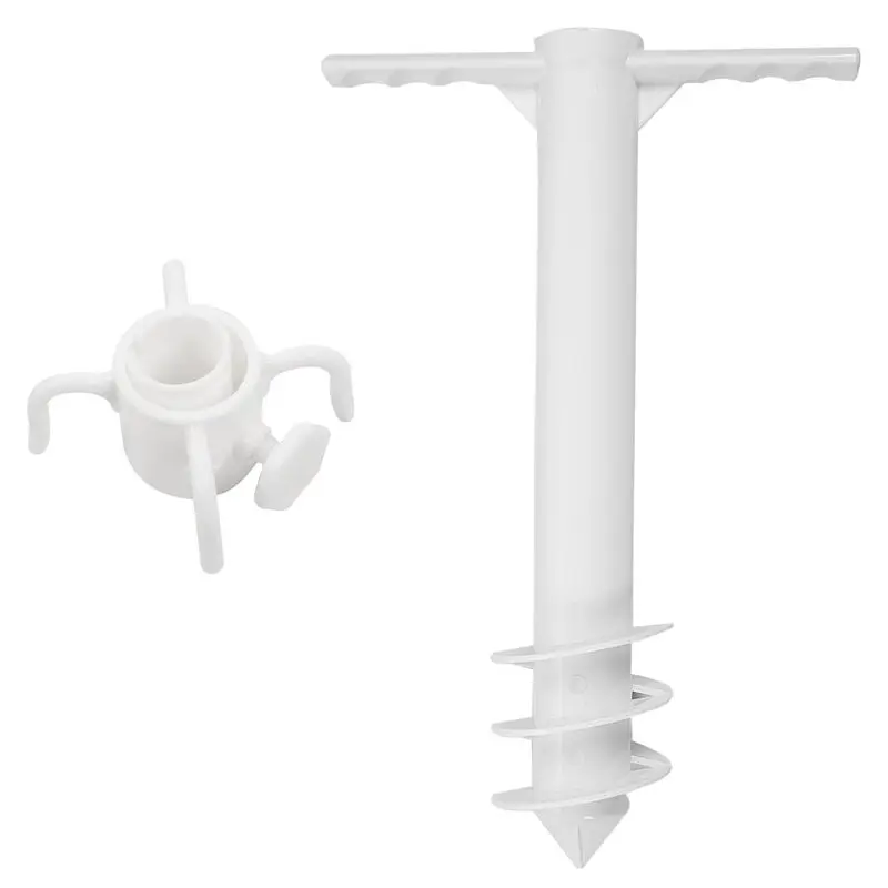 

Beach Umbrella Anchor Sand Grabber Heavy Duty Screw Auger | One Size Fits All | Comes with Umbrella Hook, White
