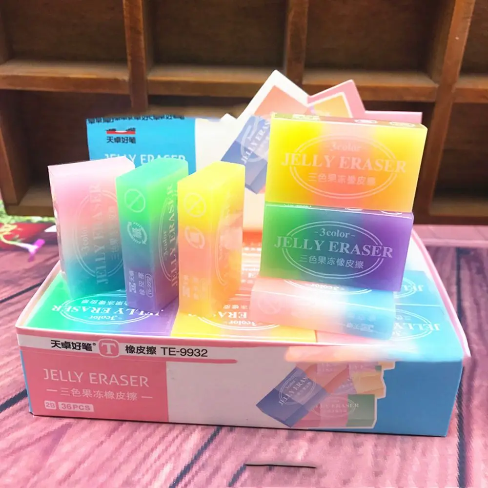 

1PC Three Color Jelly Color Eraser Children Art Stationery Drawing Exam Eraser For Kids Student Gift Learning Stationery