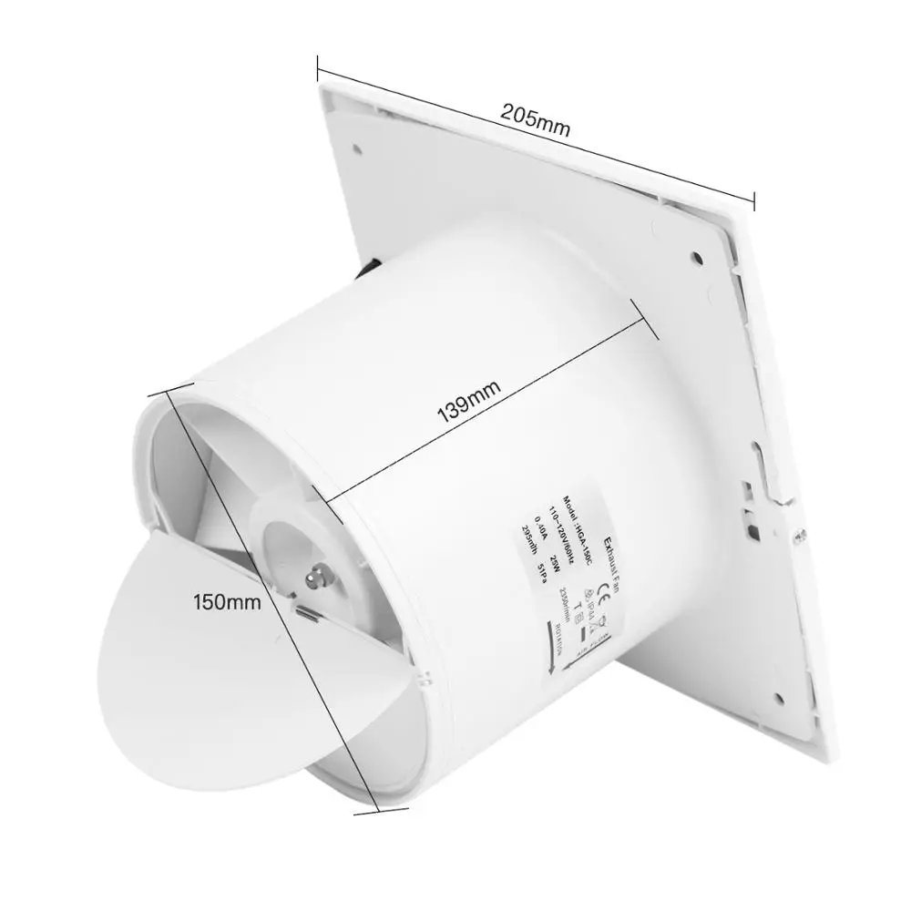 14W Silent Ceiling Extractor Fan Bathroom Exhaust Fan for Window Wall Toilet Kitchen Ventilating Air Ventilation Device 220/110V