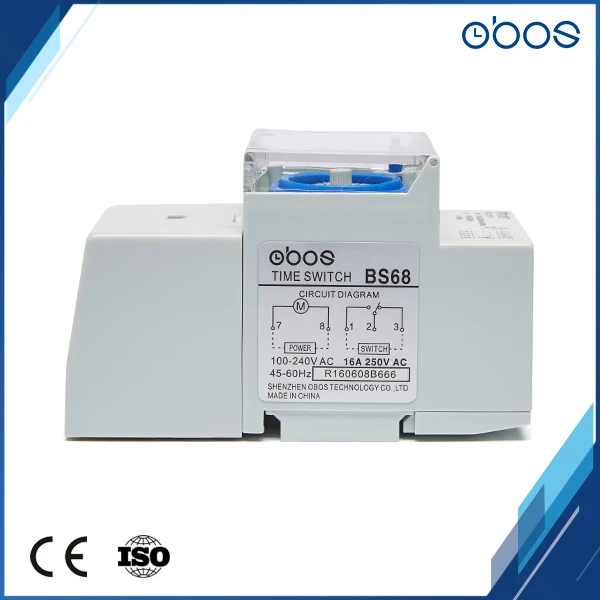 OBOS 220 V AC din-рейка 48 раз вкл/выкл 24 часа таймер с минимальным установочным блоком 30 минут механический мини-переключатель времени