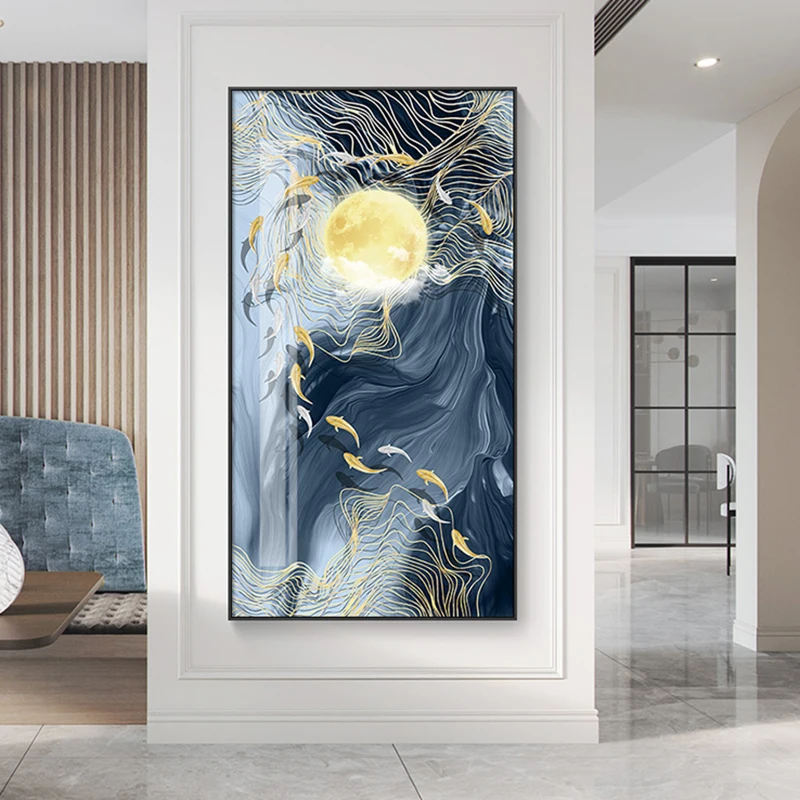 

Nordic Canvas Printed Poster Landscape Falling Moon Pictures Wall Artwork Modular Bedside Background Painting Home Decoration