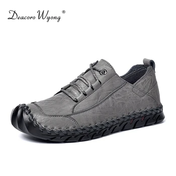 

2018 autumn new fashion lace-up men's shoes comfortable breathable genuine leather men's casual shoes wear rubber sole
