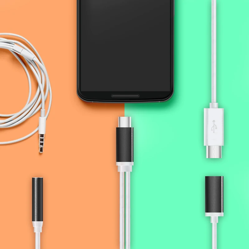 200 шт. Тип C кабель 2 в 1 Тип USB-C 3.5 мм Jack наушников адаптер для мотоцикла Xiaomi аудио сплиттер LeTV