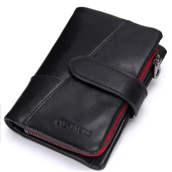 

Business Style Fashion Genuine Leather Men Wallets Hasp&Zip Men Purse With Coin Pocket Male Card Holder Short Wallet