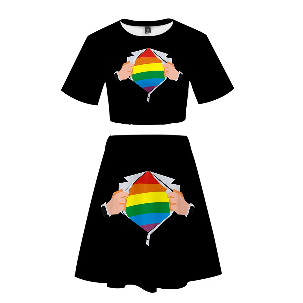 Костюм с короткой юбкой LGBT 2 футболки коротким рукавом и платья