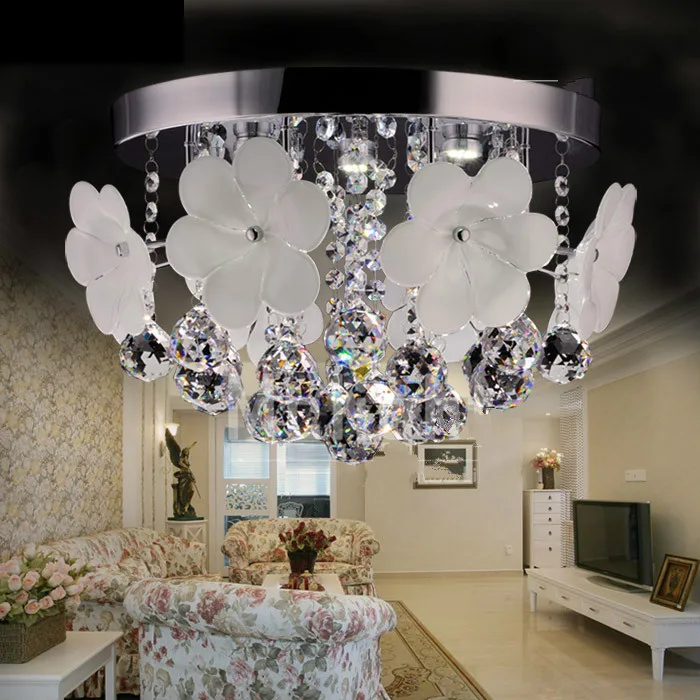 Flower Crystal Ceiling Light Fixture Cristal Lustres de cristal Modern crystal light Aisle Porch