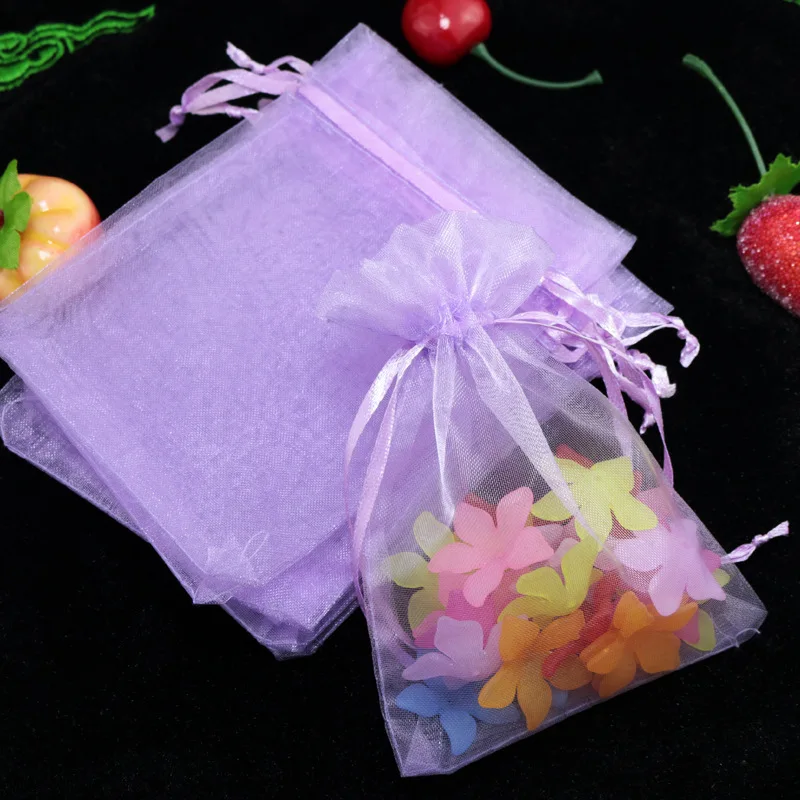 10 шт./лот(9 размеров) органза мешок для подарков, упаковка для ювелирных изделий сумка для украшения свадебной вечеринки сувениры Drawable Подарочный мешок и сумки Baby Shower - Цвет: pink purple