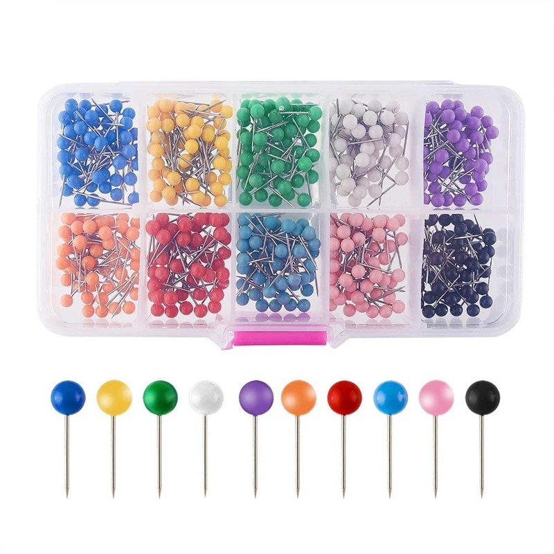1/8 дюймов Карта Push Pins, карта Tacks с 10 разных цветов, 500 штук