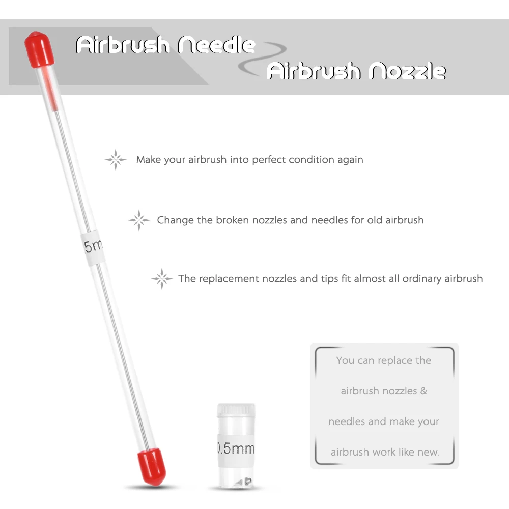 

Nasedal Airbrush Nozzle Needle 0.2mm 0.3mm 0.5mm Replacement for Airbrushes Spray Gun Model Spraying Paint Accessories