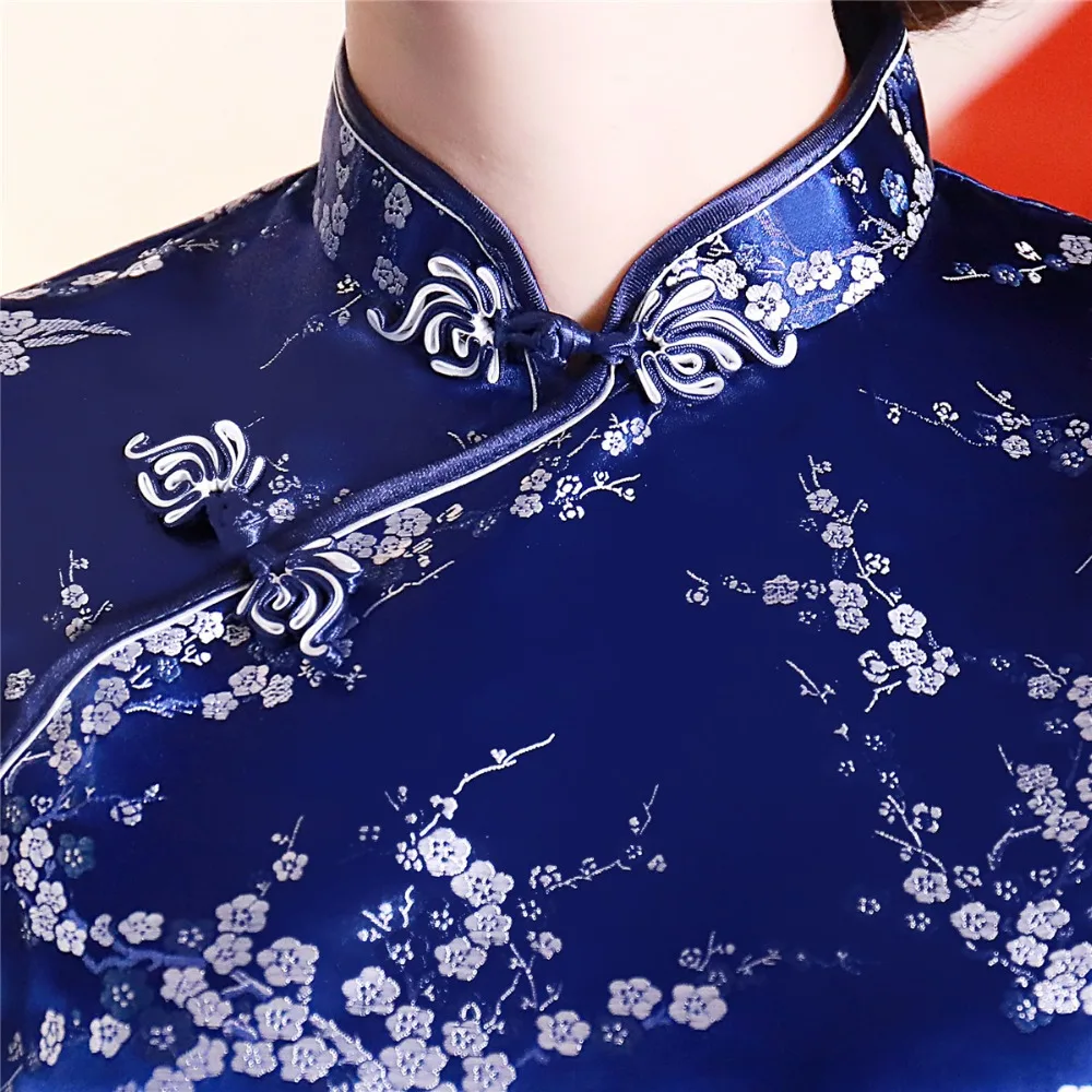 Шанхай история короткие Cheongsam Топ Традиционный китайский искусственный шелк/Атласный топ Дракон и Феникс Вышивка Блузка Топ Qipao рубашка