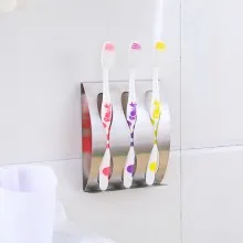 

Creative stainless steel punching, sticking and hanging metal toothbrush holder