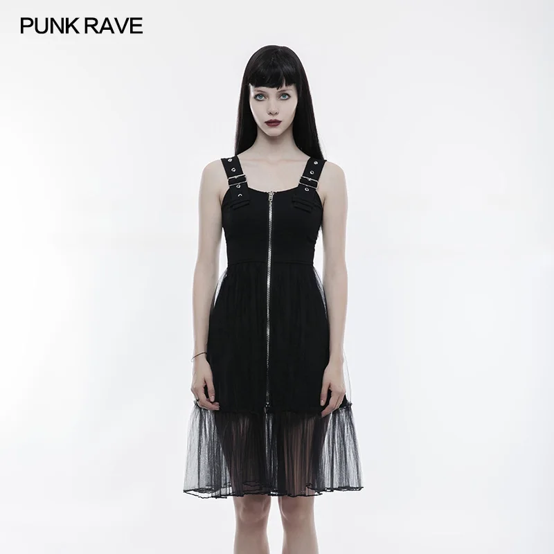 

Punk Rave Victoria Punk Sexy Lace Sleeveless Zipper Dress Punk Rock Fashion Free Shipping opq263