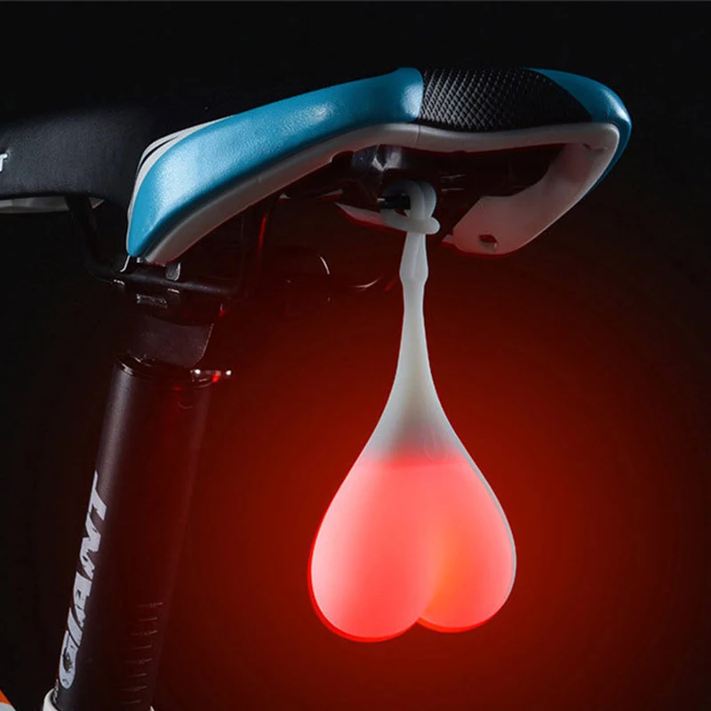 В форме сердца Предупреждение светодиодный фонарик водонепроницаемый силиконовый велосипедный Задний габаритный фонарь велосипедный фонарь подвеска к велосипеду хвост