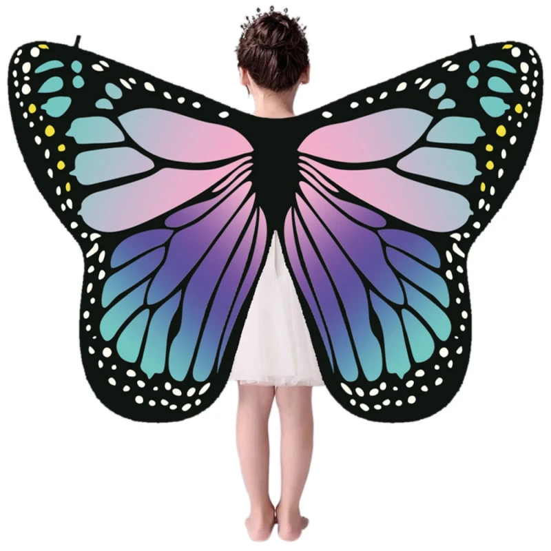 

Children Girl Colorful Cloak Butterfly Cape Scarf Monarch Butterfly Cloak Wing Decoration Festive Party Supplies