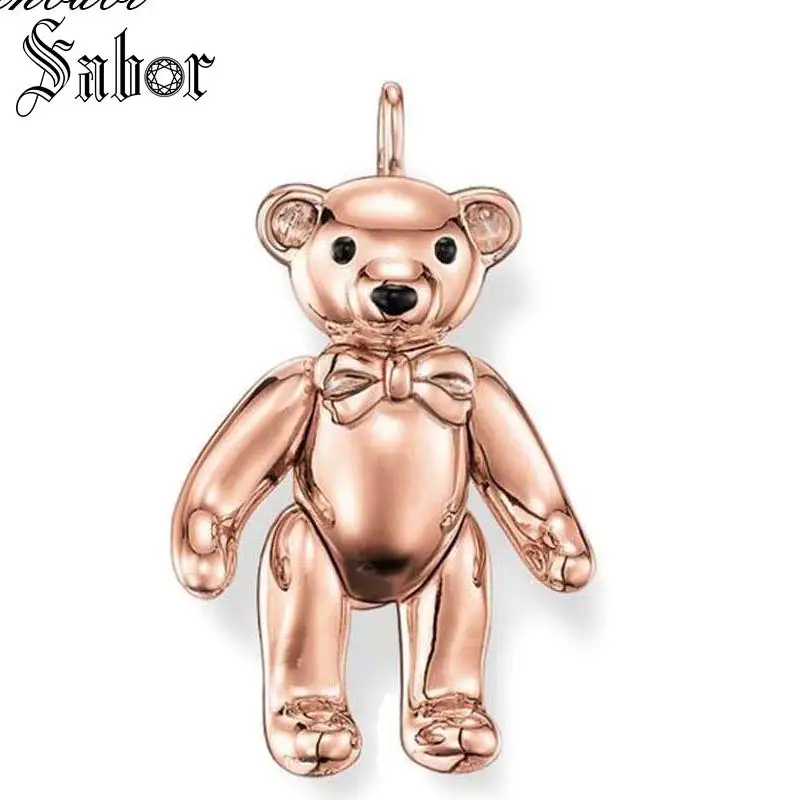 

Pendant Bear Rose Pure Gold Color Size 2.5cm For Women Classic Gift Bear Pendant Ornament Fit Link Chain Necklace thomas
