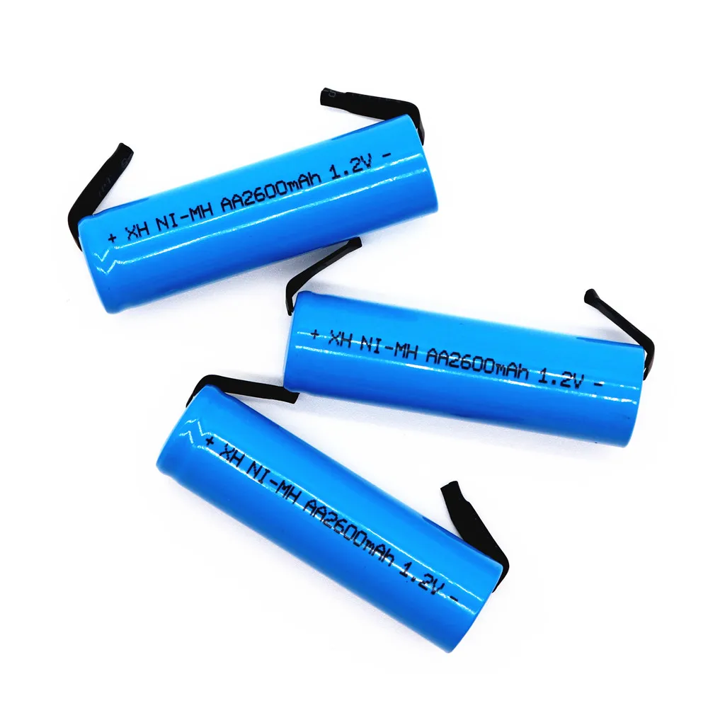 Новая перезаряжаемая батарея AA 1,2 V 2600mah AA NiMH батарея с припоями для DIY электрическая бритва зубная щетка игрушки