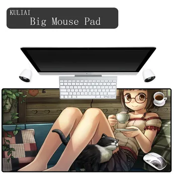 

XGZ Girl and Cat Mouse Pad Keyboard Player Rubber Mat for Mouse Gaming Pad Office Desk Mat Game Anime MousePad Fashion Mats