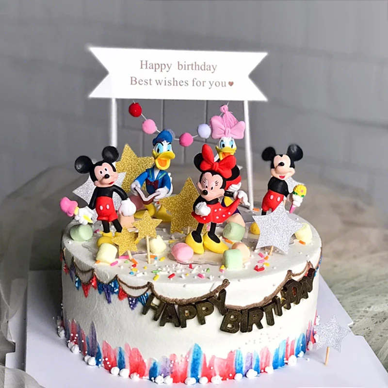 

6Pcs Disney Mickey Minnie Mouse Donald Duck PVC Action Figure Collection Children Birthday cake decoration Toy Gift 6-8cm A60