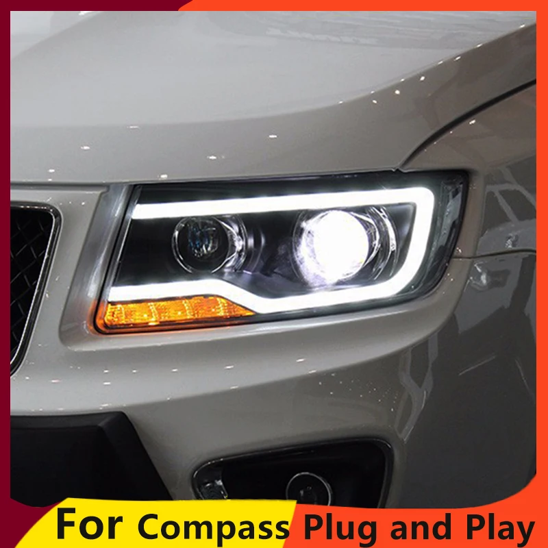 KOWELL Car Styling for JEEP Compass 2011 2015 LED Headlight for Compass