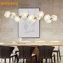 Pós moderno criativo poligonal lustre de vidro cobre luminárias bola para casa decorativo grande lustre moderno modo iluminação