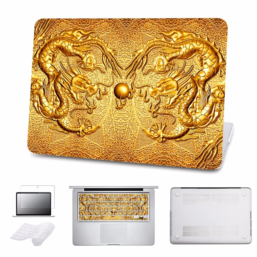 

5 in 1 Bundle Gold Metal Hard Case For 2016 & 2017 Macbook Pro 13 15 W/out Touch Bar A1706 A1708 Retina Cover Air 11 12 13 Bag