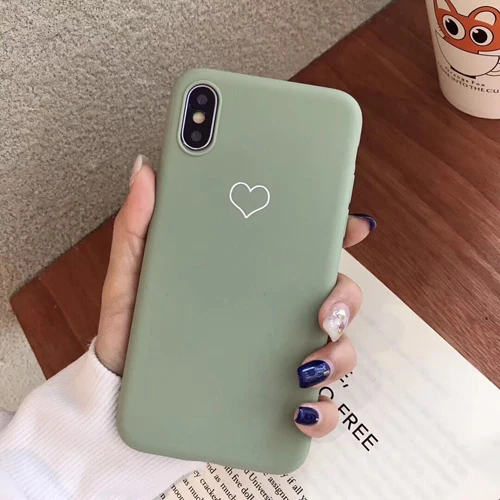 LOVECOM пары чехол для телефона для iPhone 11 Pro Max XS Max XR 6 6S 7 8 Plus X корейский сердце карамельный цвет Мягкий ТПУ Телефон задняя крышка - Цвет: Green 1