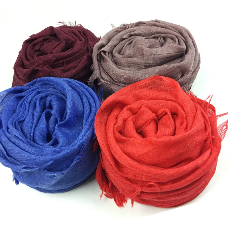 Fashion Soft Linen Cotton Scarf Shawls Muslim Large Hijab Plain Wraps High Quality Headband Long Scarves 190*100cm 1PC Retail 4