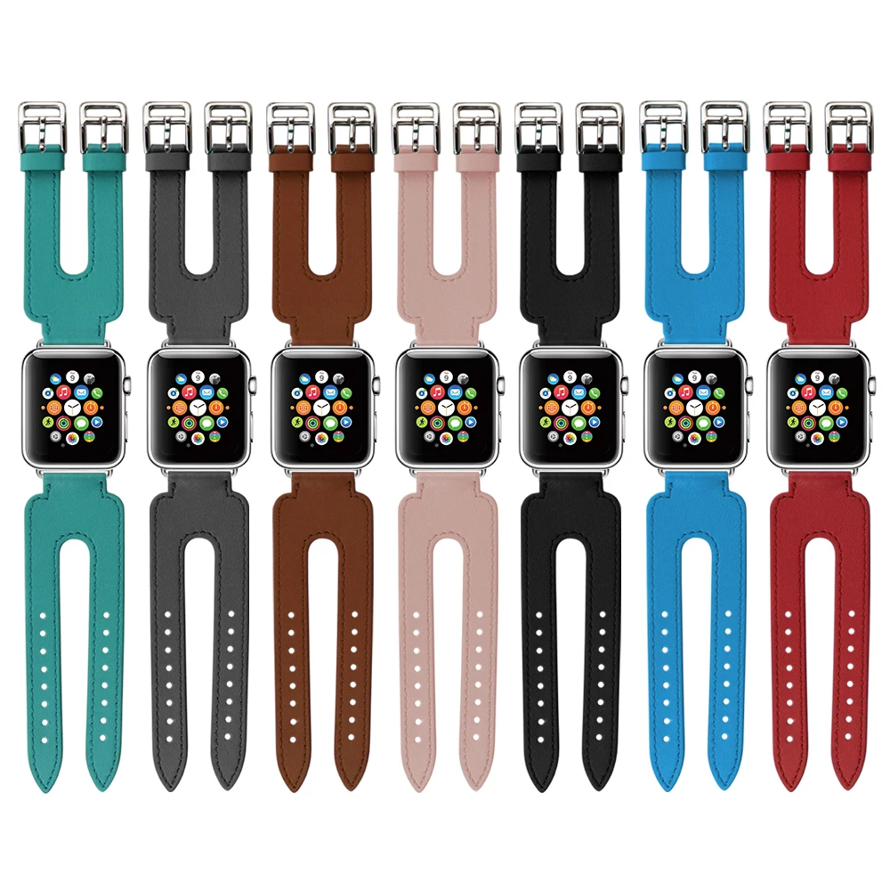 

Valdus Genuine Leather Strap Replacement Wrist for Apple Watch Band 42mm/38 Smartwatch Double Buckle Belt Wristwatch Straps