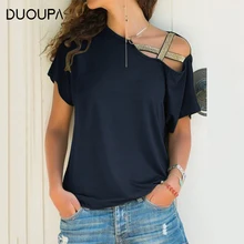 DUOUPA 2019 Women Skew Neck Irregular Criss Cross Blouse Patchwork Solid Tops Blusa Femme One Shoulder Summer Shirt Hollow Plus DUOUPA 2019 Women Skew Neck Irregular Criss Cross Blouse Patchwork Solid Tops Blusa Femme One Shoulder Summer Shirt Hollow Plus