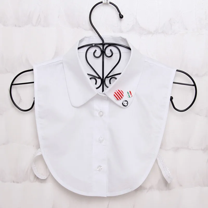

2019 New Arrival Women Embroidery Button Lace Lattice Detachable Lapel Necklace Blouses Shirts Kawaii Collar Clothes