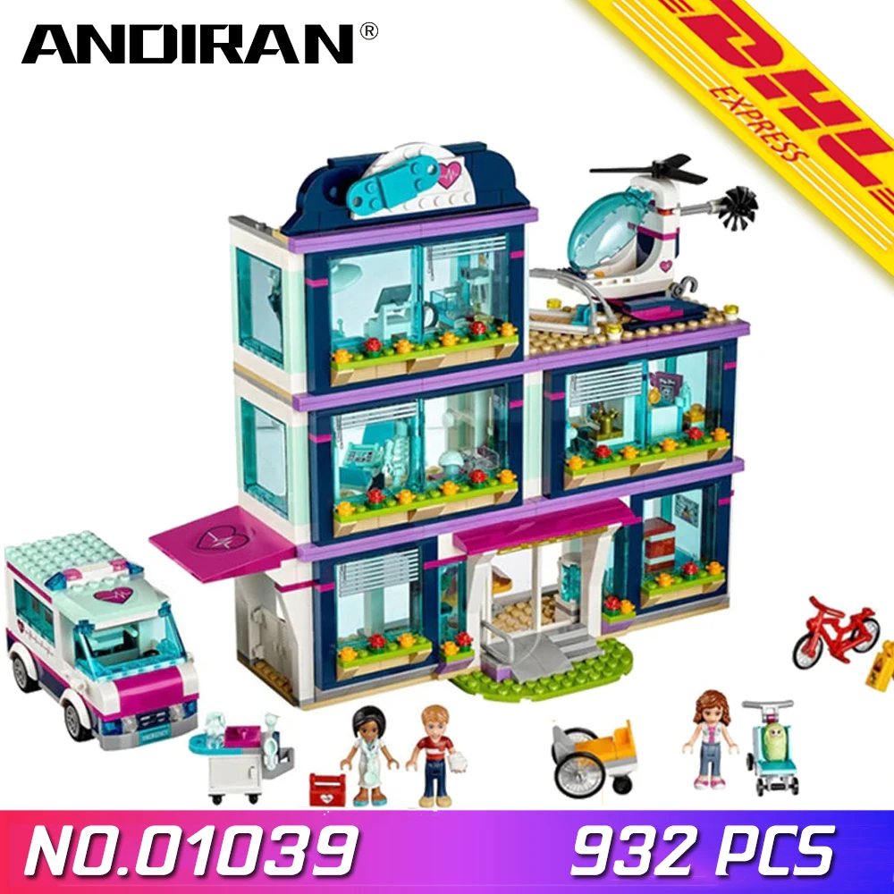 

ANDIRAN 01039 Model building kits Compatible with LegoINGS girls friends 41318 Heart Lake Love Hospital 3D Bricks figure toys