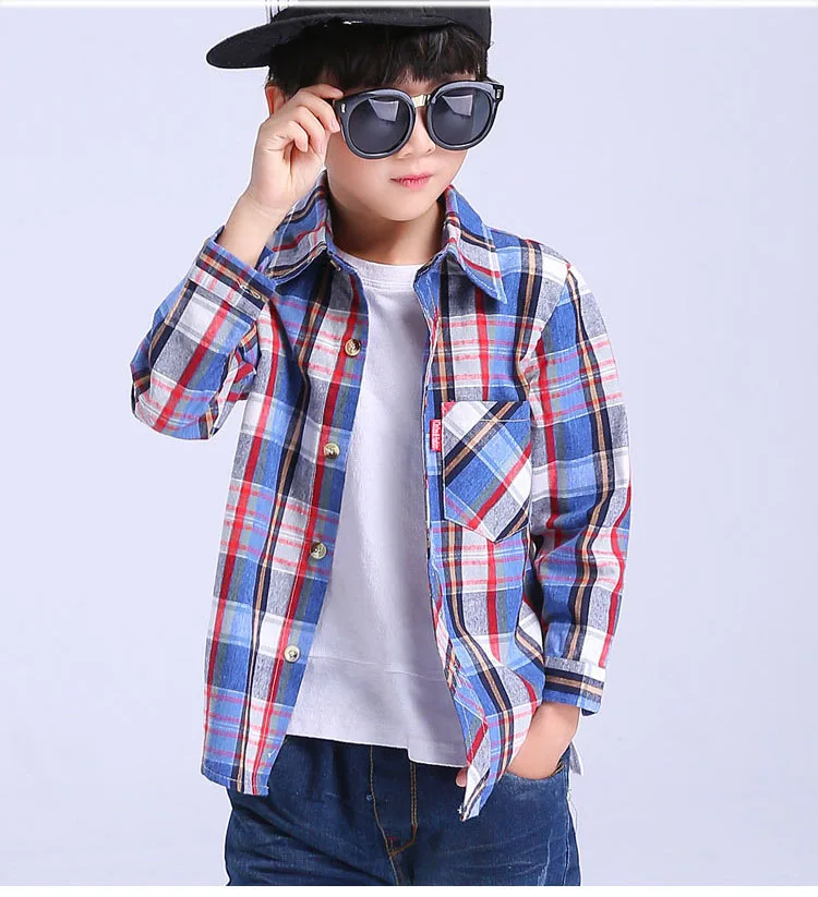 fashion child baby big boy shirt long sleeve spring 2018 plaid tops children school clothing cotton kids school shirts for boys blouses clothes 5 6 7 8 9 10 11 12 13 14 15 years little big teenage boys baby shirt teenage tops clothing (10)