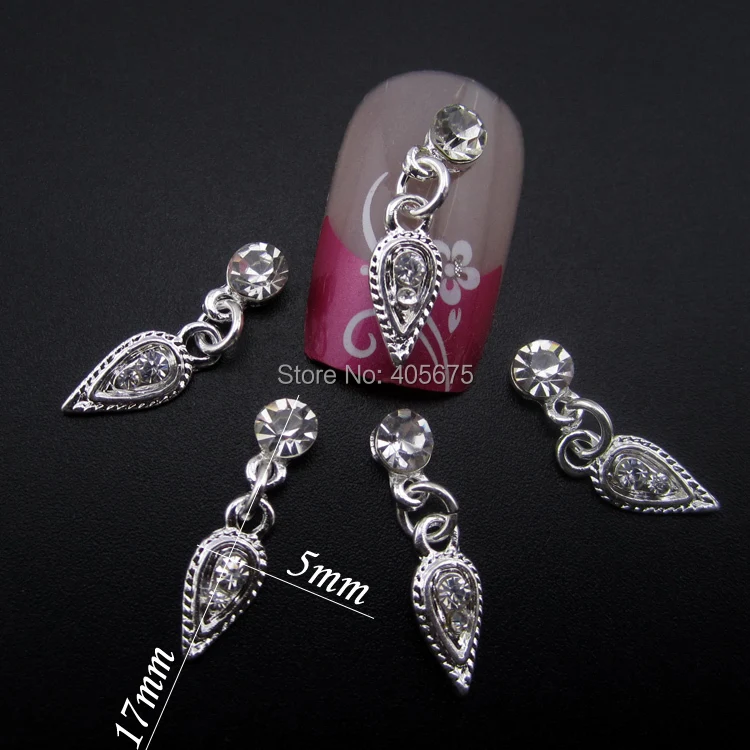 Кристальный, серебряный, со стразами 3d сплав кулон для украшения ногтей Дизайн ногтей ювелирных изделий MNS792