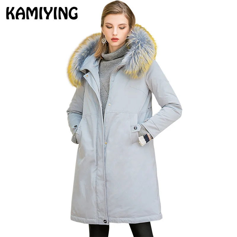 

KAMIYING 2018 New Style Down Coat Women's Mid Length Warm Thickening Loose Arrowhead Pattern Big Code Winter Down Coat PKHD707