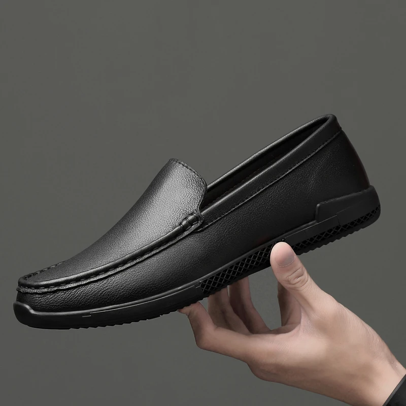 

Genuine leather Loafers For Men Shoes fashion outdoor Moccasins office Business Dress formal Male wedding party shoes men L4