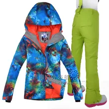 Gsou Снежная полоса для женщин лыжная куртка+ брюки супер теплый ветрозащитный водонепроницаемый кемпинг езда на лыжах Сноуборд утолщаются тепловой набор