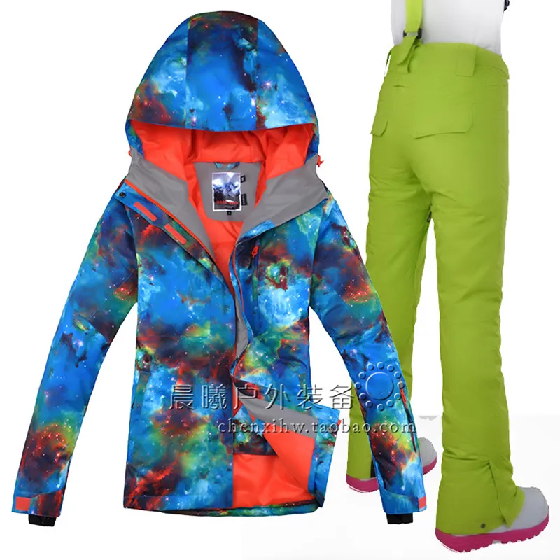 Gsou Snow Band mujeres de esquí chaqueta + Pantalones súper cálido viento impermeable acampar esquí Snowboard espesar térmica nuevo conjunto