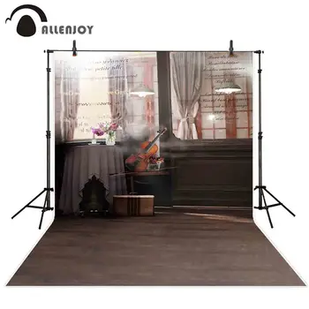 

Allenjoy backdrops photography indoor light table violin art Glass window romantic Valentine's Day background wallpaper photo