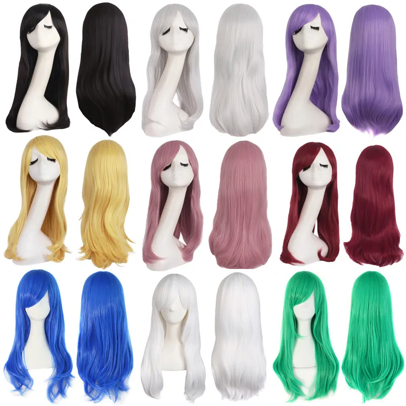 

MapofBeauty 24" Pink White Black Blue Wigs Long Curly Cosplay Wigs Ombre Women Synthetic Hair Halloween Costume Party Peruca