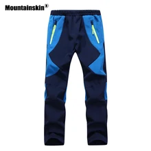 Детские Зимние флисовые штаны для мальчиков и девочек, ветрозащитные походные лыжные брюки VC025