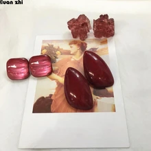 HUANZHI простые акриловые Геометрические Квадратные ледяные трещины камень Нерегулярные треугольные каплевидные смолы большие серьги-гвоздики ацетат для женщин