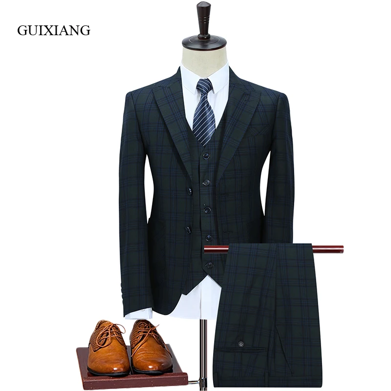 New arrival style men's high end boutique suit business casual grid