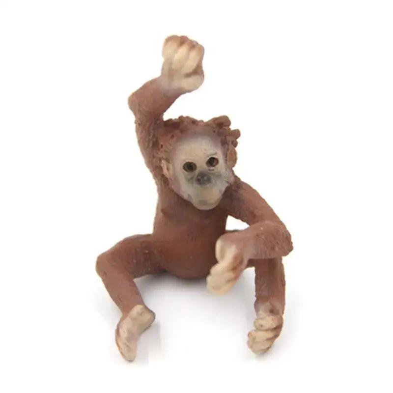 Мини ПВХ моделирование статическое дикое животное орангутанг модель твердая игрушка ремесла - Цвет: Little Orangutan