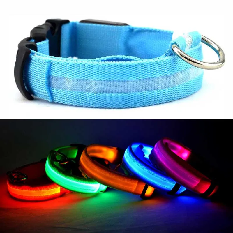 

Nylon Pet LED Dog Collar Night Safety LED Flashing Glow LED the Dark Lighted Cat Collar Led Dog Collars For Small Dogs