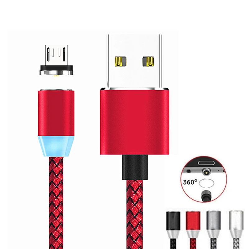 Магнитный зарядный кабель Micro USB красный магнитный шнур для Samsung S7 S6 Redmi Note 5 pro